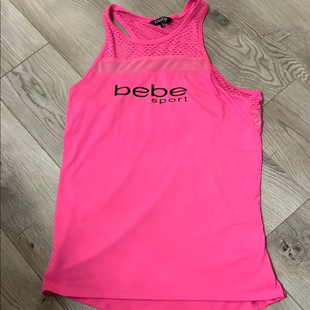 Bebe Sport bright pink tank top size Small. Has mesh material at top. Sexy, cute - Picture 1 of 4